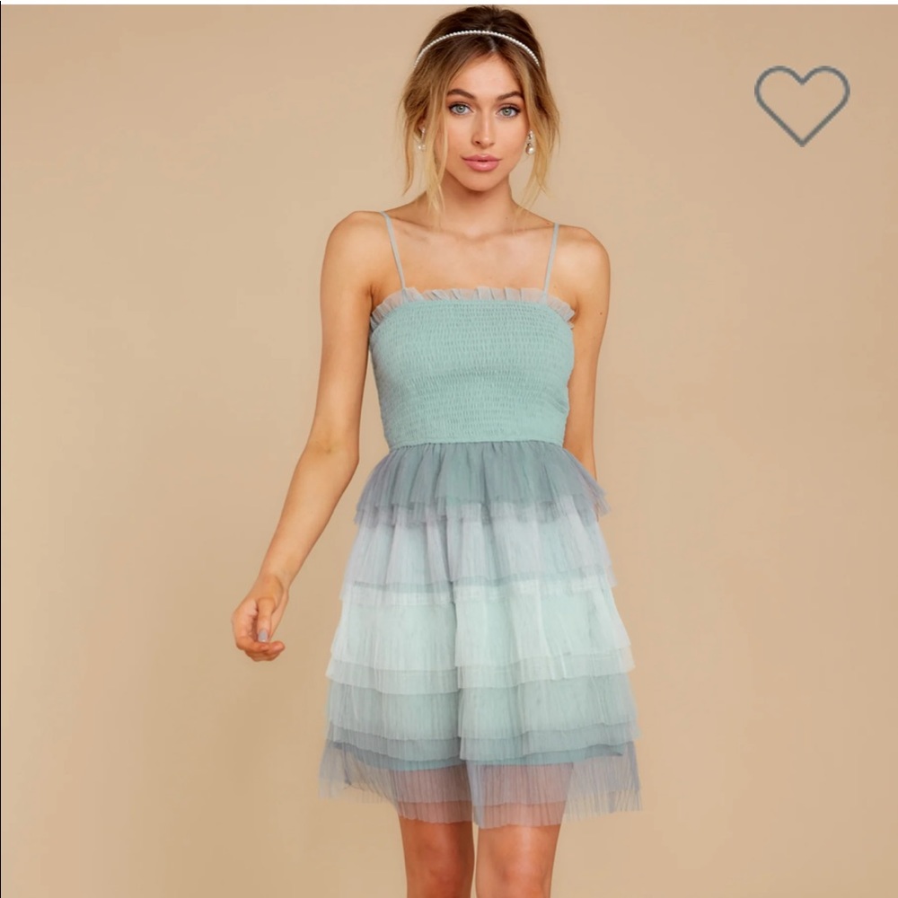 Blue Tiered Mini Dress - S
